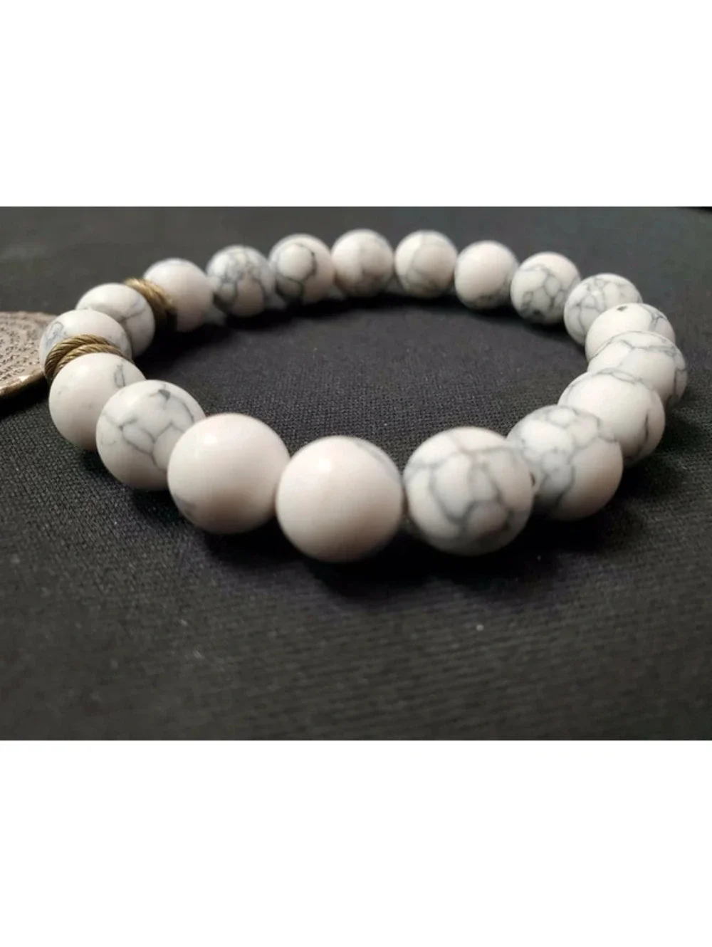 Spanish Lord's Prayer White Howlite Gemstone Stretch Bracelet